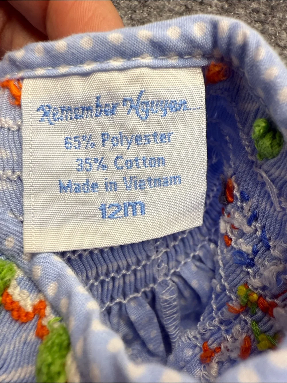 Remember Nguyen Baby Girl 12 months Blue Polka Dot Smocked Flutter-Sleeve Dress